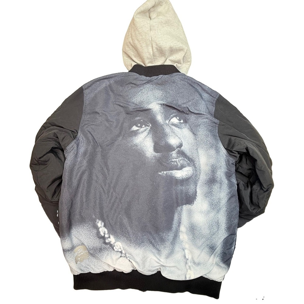 Primitive x 2Pac Hooded Bomber Jacket Tupac Graphic Black Men's Small 2022